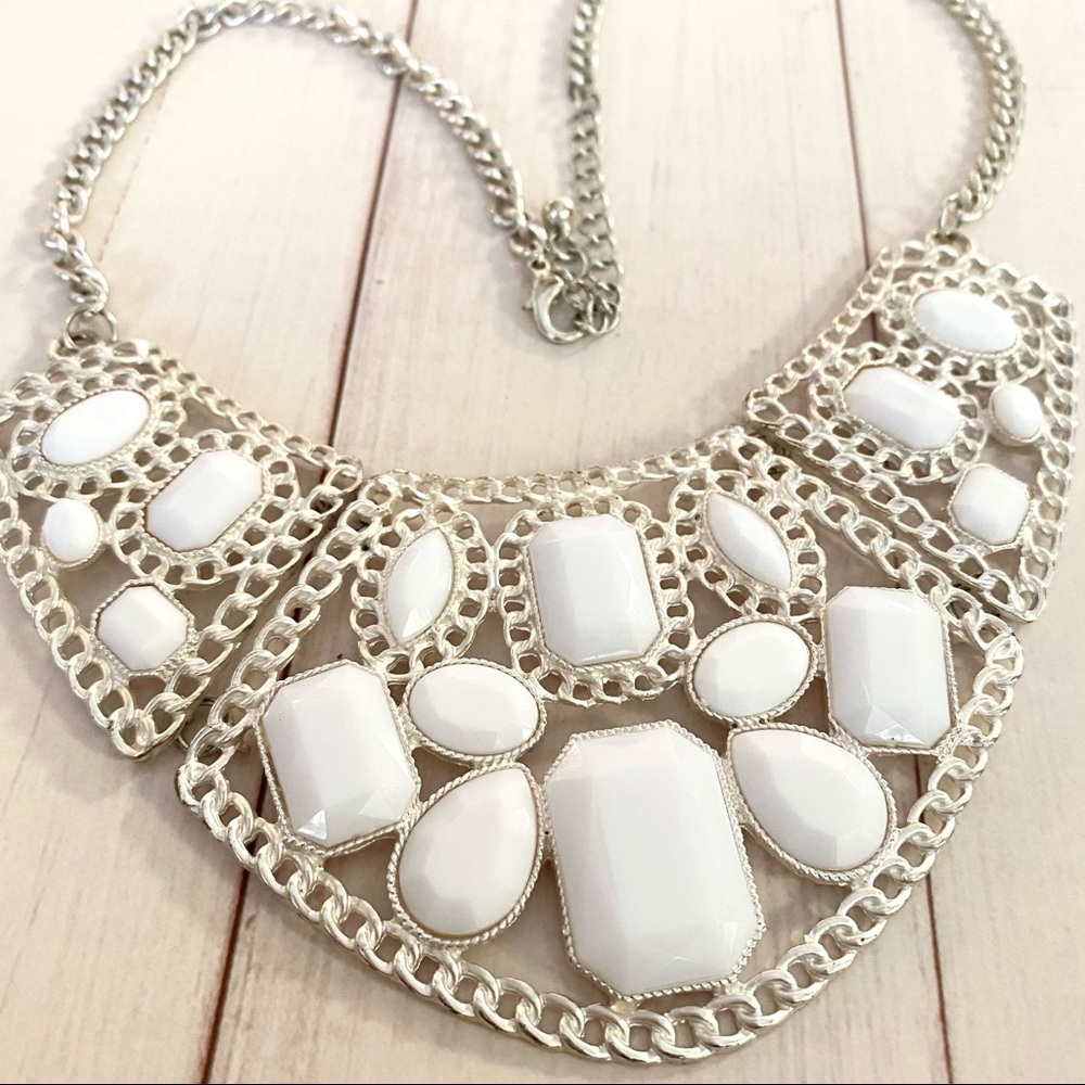 White Statement Necklace - image 3
